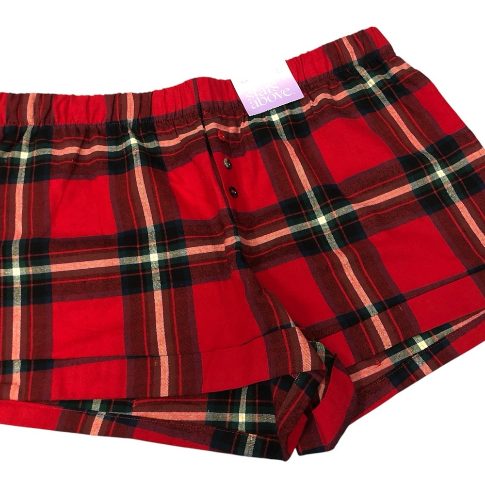 Plaid Lightweight Flannel Womens Pajama Shorts, Sz Large, New.